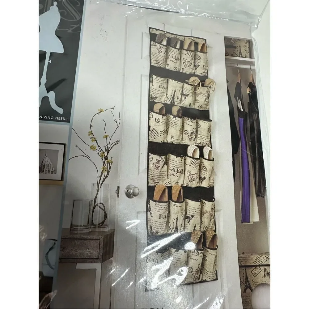 NWT 24 Pockets Over-The-Door Shoes Organizer 18” X 60,2” Folds for Storage